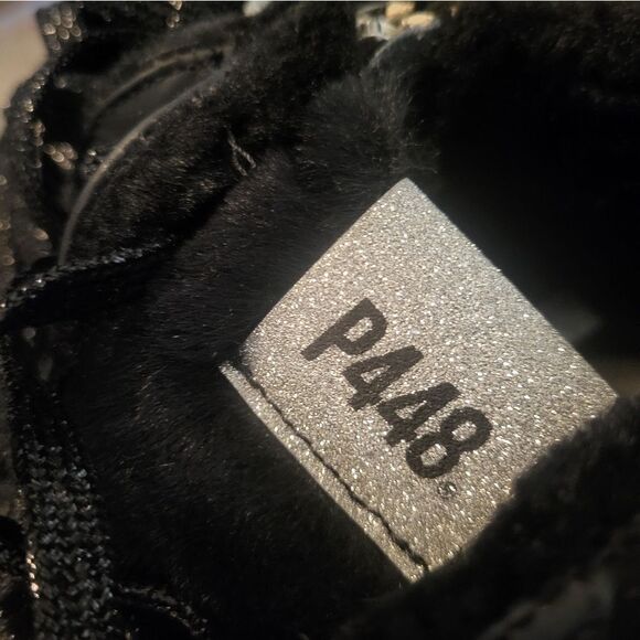 P448 Skater Womens Sneaker Black Brown Faux Leather Handmade Italy US 8.5 NIB - Picture 13 of 15